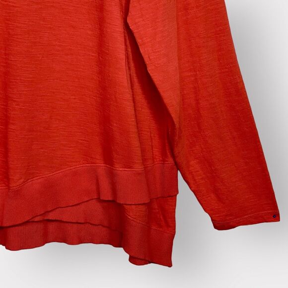 Coldwater Creek Top Women Size PXL Orange Layered Hem Long Sleeve Round Neck - Picture 3 of 12
